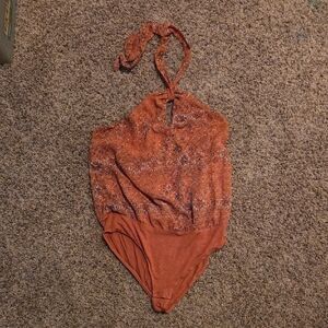 Maurices Rust Floral Bodysuit